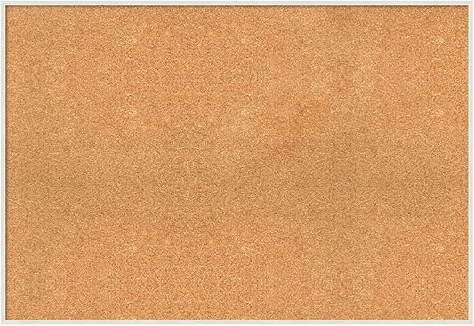 Amanti Art Natural Cork Board for Wall, 27x39 Vision Board with White Frame, Large Corkboard Office Decor for Home Organization, Modern Corkboard Pinboard to Display Items for Home Organization in