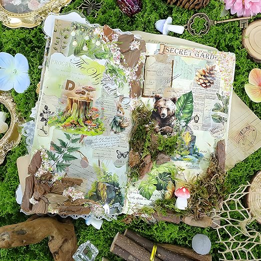 Snycler Pre-Cut Green Magic Themed PET Washi Tapes - Vintage Aesthetic Tape Stickers for Journaling, Scrapbooking, Junk Journals, Crafts, Planners - 4 Rolls