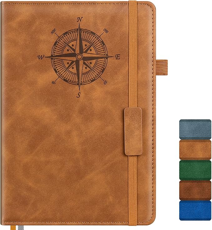 Notebook Journal for Women Men: Leather Journal for Writing, Hardcover College Ruled Journals Notebooks with Thick Paper, Large A5 Daily Journal for Travel, Diary, Gifts for Teens, 5.7"×8.5", Brown