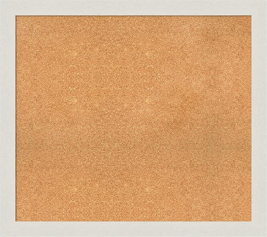 Amanti Art Natural Cork Board for Wall, 31x35 Vision Board with White Frame, Large Corkboard Office Decor for Home Organization, Country Rustic Corkboard Pinboard to Display Items for Home
