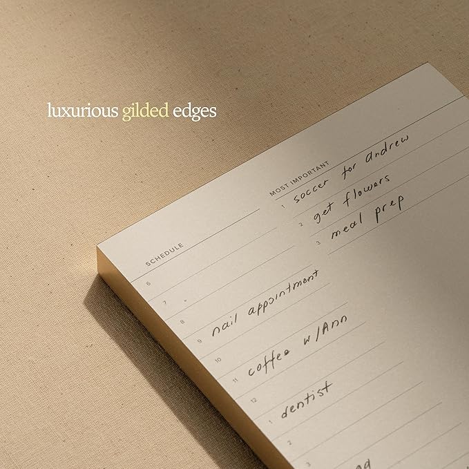 Daily and Weekly To-Do List Notepad – Desk Pad for Work and Study, Gold, 8x6 Inches