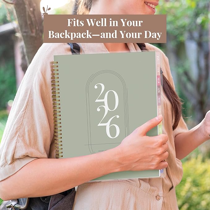 Rileys 2026 Planner, Agenda Planner With Weekly And Monthly View, Daily Agenda Book And Yearly Planners Calendar Book, Spiral Bound With Tabs, Notes, Goals And Holidays (Green, 8.5 x 11 in)