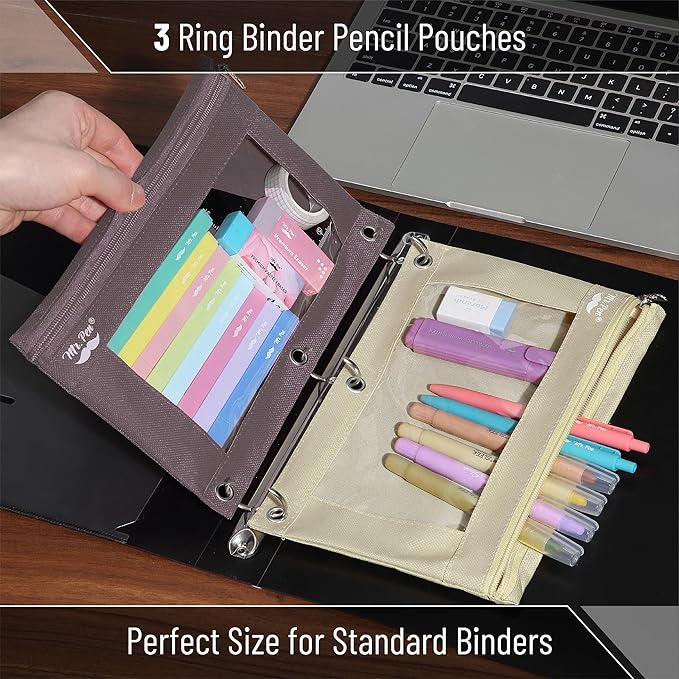 Mr. Pen- Pencil Pouch, 2 Pack, Pencil Pouches, Pencil Pouch for 3 Ring Binder Pencil Pouch, Pencil Cases, Flat Pencil Case for Binder Pouch, Zipper Pencil Pouch, 3 Ring Binder Pouch