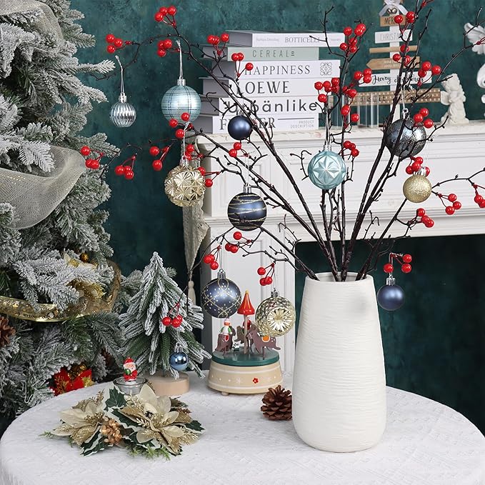 100ct Blue and Gold Christmas Ornaments Set, Shatterproof Xmas Tree Ornaments Decorations Collection, Hanging Plastic Christmas Balls for Holiday Party Wedding (Blue&Gold)