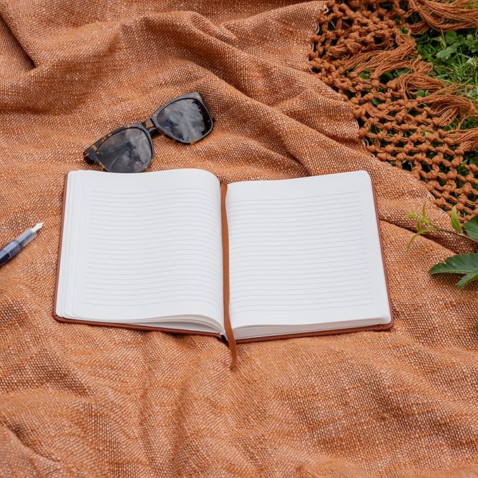 Daily Bliss Stone Paper Ruled Notebook Premium A5 Hardcover Vegan Leather Journal | 160 Pages | Premium Quality Executive Notebook For Men and Women |Comes With Gift Box Water Proof Notebook Cinnamon