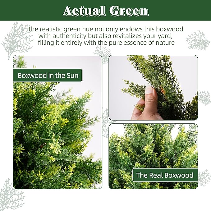 28inch Artificial Cedar Christmas Tree, Norfolk Pine Tree. 4 Sets Faux Cypress Topiary with Spikes Outdoor Christmas Tree Front Porch Decor, Fake Shrubs Planters, Christmas Pot Fillers Urn Filler