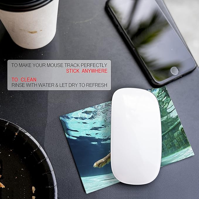 Mouse Pad Adhesive Bottom - Sticks to Any Surface - Portable - Webcam Covers and Screen Cleaner Included (2 Pack - Dog Set)