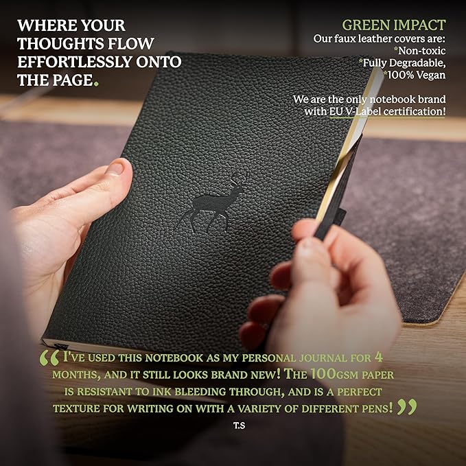 Dingbats* Wildlife Lined Writing Journal Notebook A5 - Vegan Leather Softcover - Ideal for Work, Travel - Pocket, Elastic Closure, & Bookmark