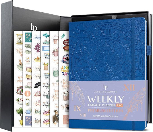 Legend Planner PRO Premium – Large Undated Weekly, Monthly & Budget Planner with Habit Tracker – Life Organizer for Time & Task Management, Goal Setting & Productivity – A4 size (Mystic Blue)