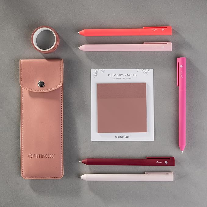 DIVERSEBEE Gel Ink Pens Assorted Colors, 0.5 mm Fine Point, Bible Pens No Bleed Through with Cute Fine Tip, Bible Study Journaling Supplies Set, 5 Pack (Pink)