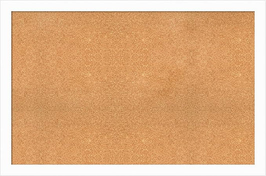 Amanti Art Natural Cork Board for Wall, 31x47 Vision Board with White Frame, Oversize Corkboard Office Decor for Home Organization, Casual Corkboard Pinboard to Display Items for Home Organization in
