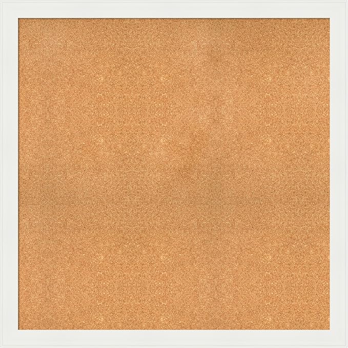 Amanti Art Natural Cork Board for Wall, 39x39 Vision Board with White Frame, Oversize Corkboard Office Decor for Home Organization, Casual Corkboard Pinboard to Display Items for Home Organization in