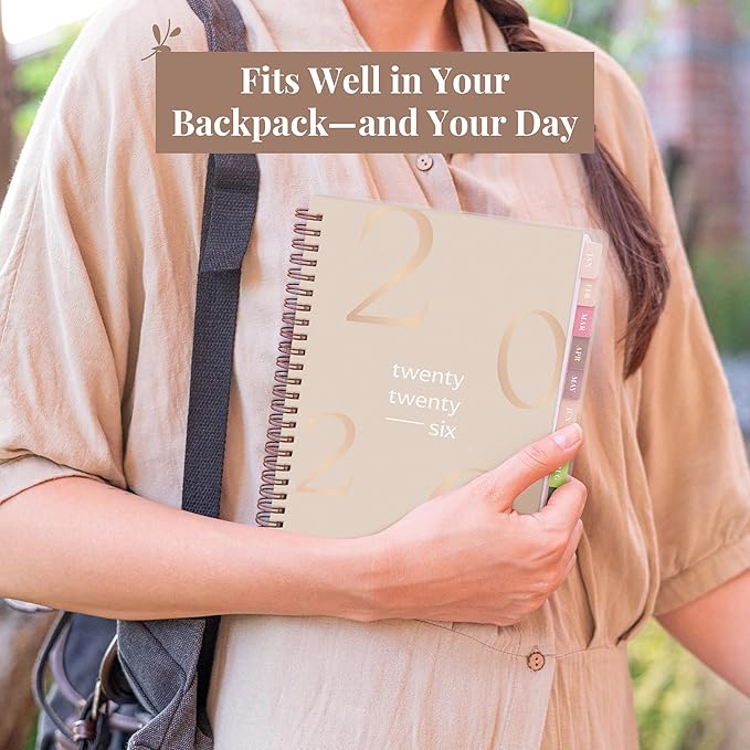 Rileys 2026 Planner, Agenda Planner With Weekly And Monthly View, Daily Agenda Book And Yearly Planners Calendar Book, Spiral Bound With Tabs, Notes, Goals And Holidays (Float, Beige, 8 x 6 in)