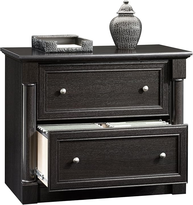Sauder Palladia 2 Drawer File Cabinet, Lateral Filing Cabinets for Home Office, Hanging File Folders Organizer, Interlocking Drawers, in Wind Oak Finish