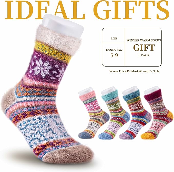5 Pairs Fuzzy Soft Cozy Comfortable Socks for Women, Casual Sleep Comfy Socks, Perfect Warm Winter Gifts for Women