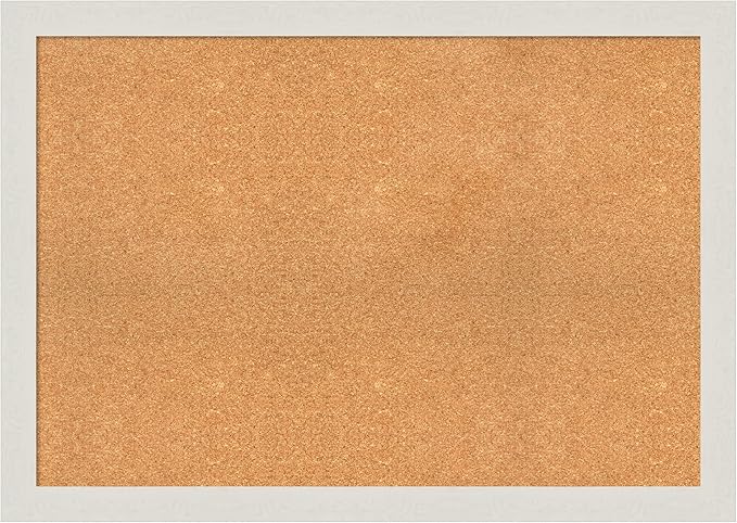 Amanti Art Natural Cork Board for Wall, 29x41 Vision Board with White Frame, Large Corkboard Office Decor for Home Organization, Country Rustic Corkboard Pinboard to Display Items for Home