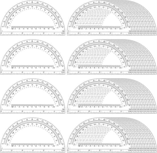 Zonon 200 Pieces Plastic Protractors Bulk Classroom Clear Math Protractors 180 Degrees 6 Inch for Geometry Student, Angle Measurement, Students Back to School Supplies Office Supplies