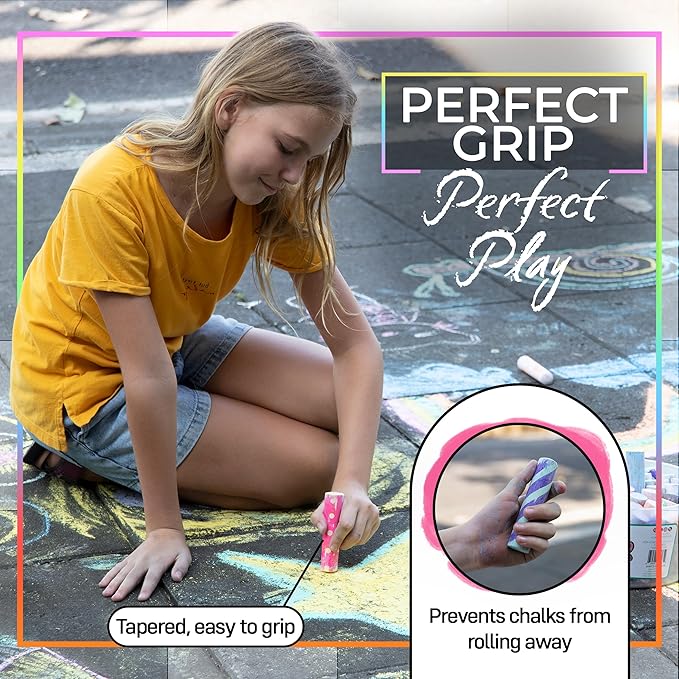 Loddie Doddie-Bucket of Sidewalk Chalk-Long lasting Non-Toxic Jumbo Sticks- Reusable Bucket for hours of fun and creativity with easy clean up! (Multi)