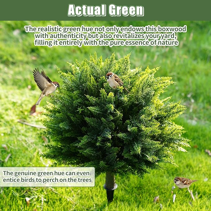 24inch Artificial Cedar Christmas Trees, Norfolk Pine Tree. 2 Sets Faux Cypress Topiary with Spikes Outdoor Christmas Tree Front Porch Decor, Fake Shrubs Planters, Christmas Pot fillers urn Filler