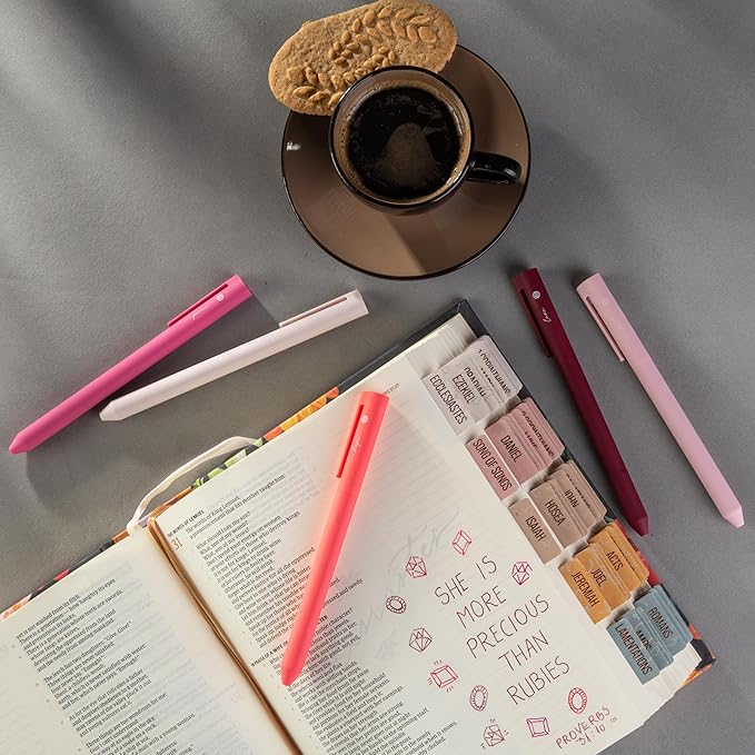 DIVERSEBEE Gel Ink Pens Assorted Colors, 0.5 mm Fine Point, Bible Pens No Bleed Through with Cute Fine Tip, Bible Study Journaling Supplies Set, 5 Pack (Pink)