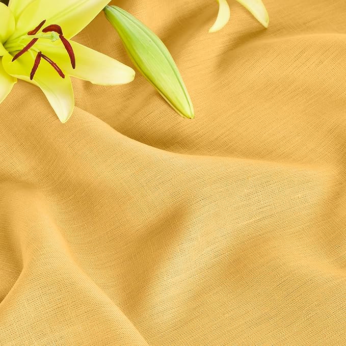 Solino Home Linen Mustard Yellow Table Runner 144 Inches Long - 100% Pure Linen Extra Long Table Runner 14 x 144 Inch - Fete