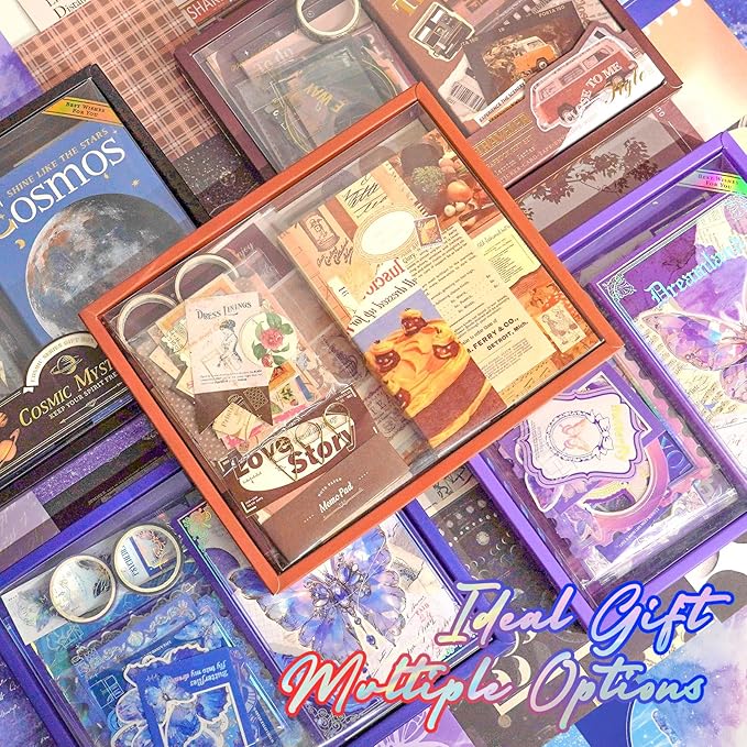 Funto Scrapbooking Kit(162 PCS), Warm Mail Series-Dreamland, Perfect for Bullet Scrapbooking Materials, Planner DIY Arts Craft Collage