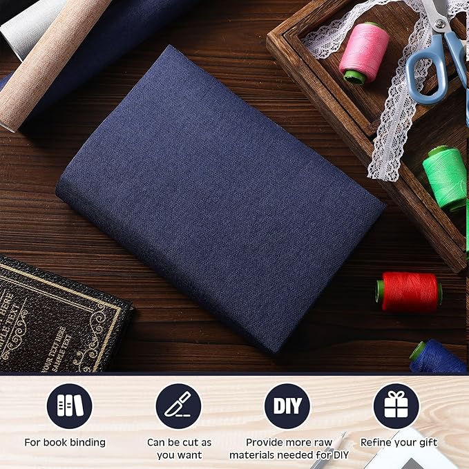 4 Pcs Book Cloth Bookcover Fabric Surface with Paper Backed Binding Cloth Fabric Book Cover for Scrapbooking Album DIY Craft Supplies Home, 4 Colors(Classic Color,40 x 16 Inches)