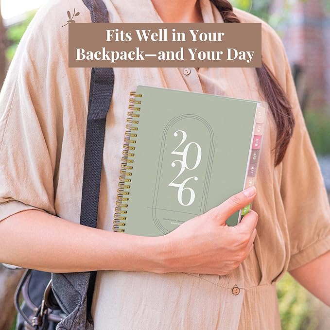 Rileys 2026 Planner, Agenda Planner With Weekly And Monthly View, Daily Agenda Book And Yearly Planners Calendar Book, Spiral Bound With Tabs, Notes, Goals And Holidays (Green, 8 x 6 in)