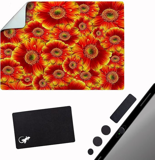 Adhesive Mouse Pad - Peel and Sticks to Any Surface - Travel Mouse Pad, Sticky for Any Surface - Excellent Tracking - Flowers GERBERAS