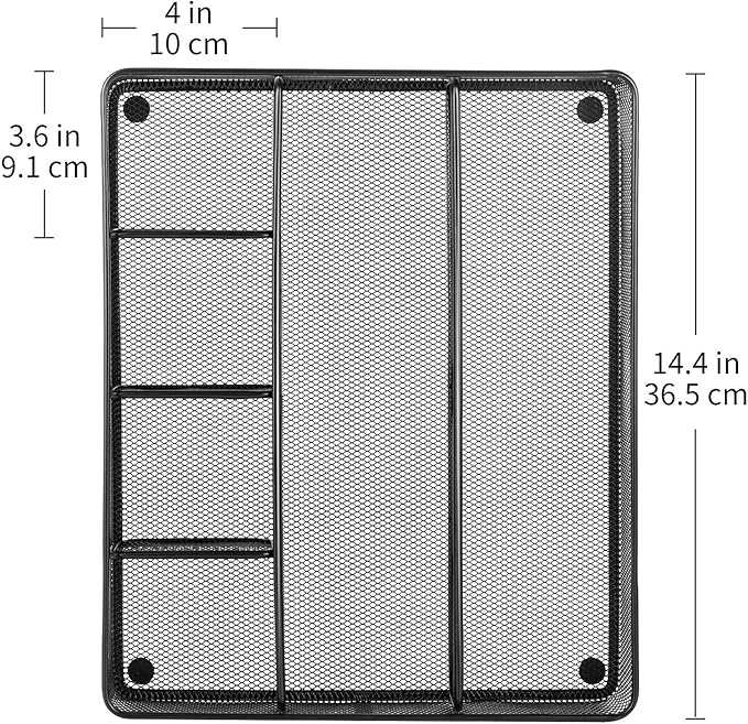 Amazon Basics Mesh Drawer Organizer, Black, Pack of 4