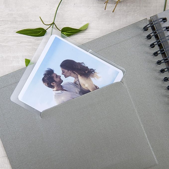 10 x 10 Inch DIY Scrapbook Photo Album with Window Design Cover 80 Pages Craft Paper Memory Book for Weeding Anniversary Travel and Baby (Gray)