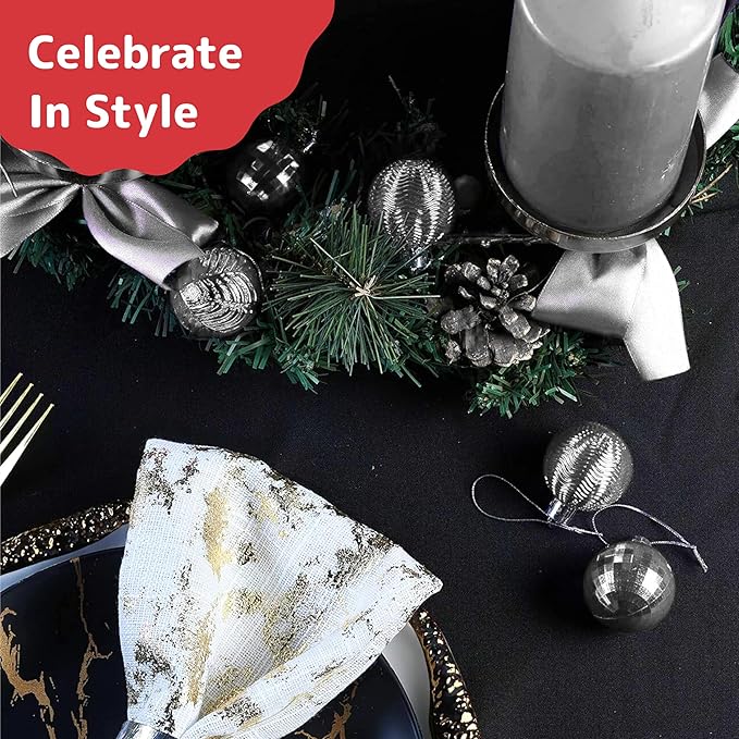 Prextex 36pc Silver Christmas Ornaments Set - Shatterproof Christmas Tree Ornaments in 3 Sizes and 6 Styles - Hanging Balls with Loops in Matte, Shiny, and Glitter Finishes for Indoor-Outdoor Display