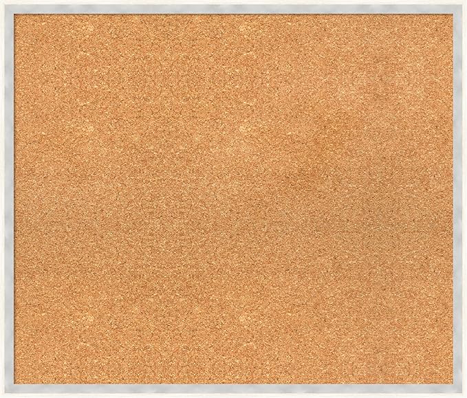 Amanti Art Natural Cork Board for Wall, 23x27 Vision Board with White Frame, Medium Corkboard Office Decor for Home Organization, Modern Corkboard Pinboard to Display Items for Home Organization in