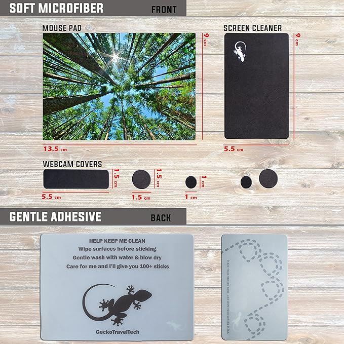 Mouse Pad Adhesive Bottom - Sticks to Any Surface - Portable - Webcam Covers and Screen Cleaner Included (Tall Trees)