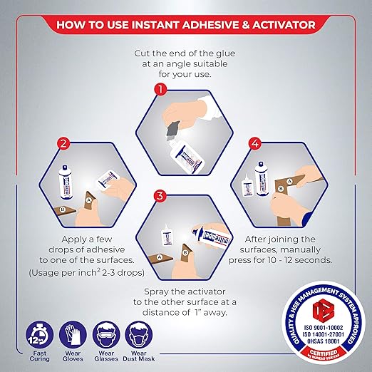 MITREAPEL Super CA Glue (2 x 3.5 oz) with Spray Adhesive Activator (2 x 13.5 fl oz), Cyanoacrylate Super Glue for Plastic, Glass, Ceramic, DIY, 3D Printing with Microtips - 2 Pack