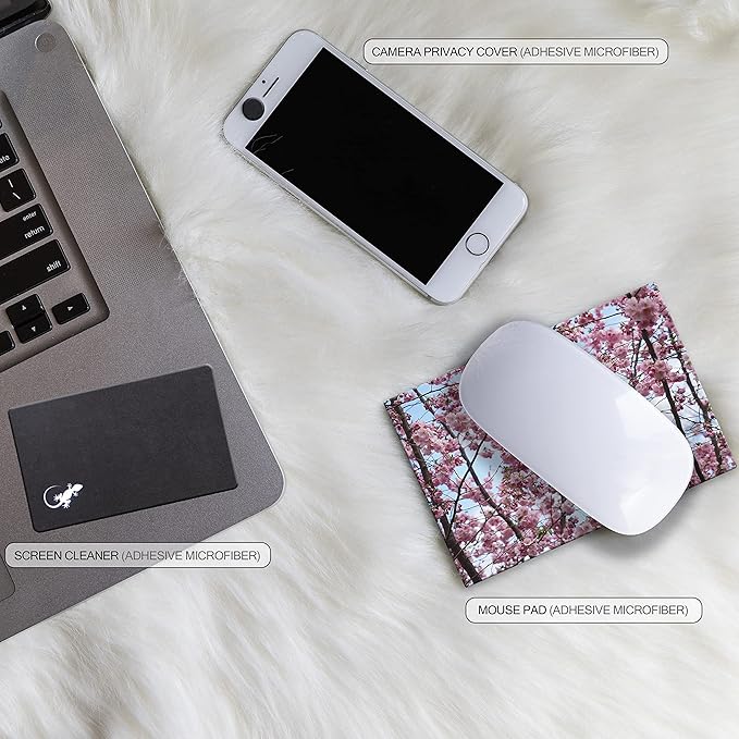 Adhesive Mouse Pad - Peel and Sticks to Any Surface - Travel Mouse Pad, Sticky for Any Surface - Excellent Tracking - Cherry Blossoms