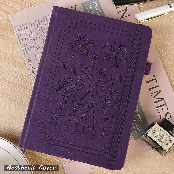 TIEFOSSI A5 Dotted Notebook, 160gsm Thick Paper, Hardcover Dot Grid Journals for Women Men, 192 Numbered Pages, Ideal for Personal Use, Goals, Organization