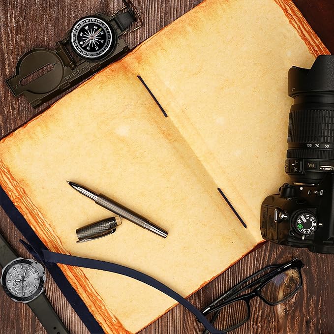 LUXEORIA Tree Of Life Leather Journal for Women and Men, Handcrafted Leather Journal for Writing Womens, Sketchbook, Travel Diary with Unlined Deckle Paper, Dark Blue 8x13