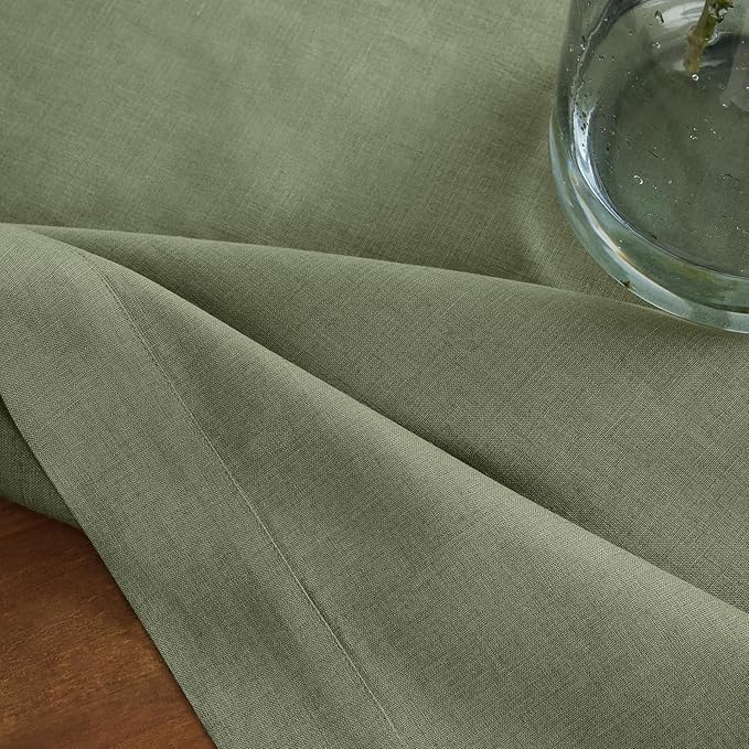 Solino Home Linen Oil Green Table Runner 144 Inches Long - 100% Pure Linen Extra Long Table Runner 14 x 144 Inch for Fall, Autumn, Thanksgiving - Fete