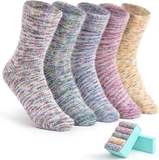 ICEIVY 5 Pair Fuzzy Cozy Socks for Women - Warm Comfy Soft Casual Home Sleep Winter Wool Socks - Gifts for Women
