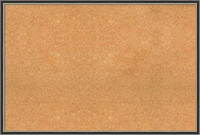 Amanti Art Natural Cork Board for Wall, 25x37 Vision Board with Black Wood Frame, Large Corkboard Office Decor for Home Organization, Modern Contemporary Corkboard Pinboard to display items for home