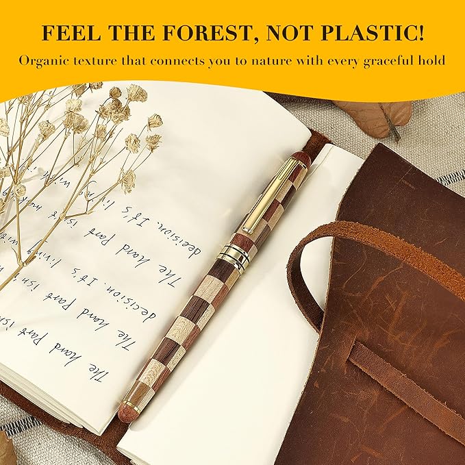 BEILUNER Luxury Wood Ballpoint Pen Writing Set, Chess Style - Elegant Fancy Nice Gift Pen Set for Signature Executive Business Office Supplies - Gift Boxed with Extra Refills (Black)