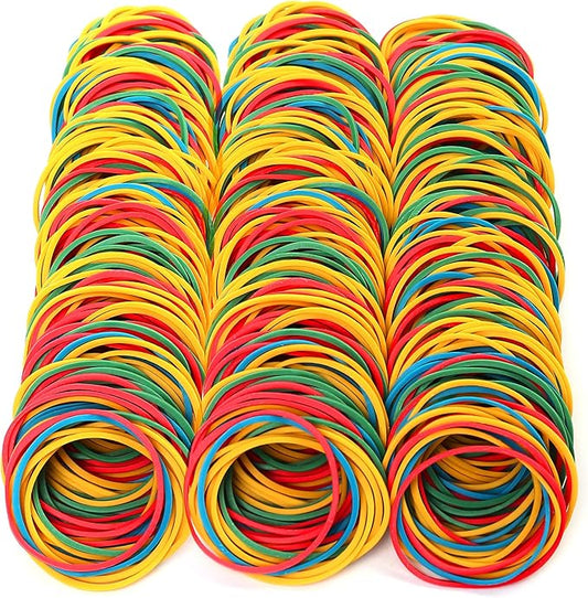 LotFancy Rubber Bands, 600PCS Size 16 (2 1/2" x 1/16") Elastic Durable Colored Rubber Bands for Office Supplies, Tie Dye