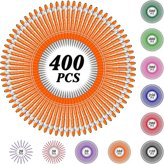 Max 500 Pcs Personalized Pens Bulk, Custom Pens with Free Engraving, Customized Stylus Tip Ballpoint Pen with Your Name Massage Text for School Office Business Graduation Anniversaries-400 Packs