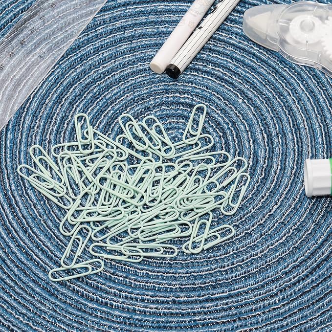 Macaron Colored Paper Clips, 1.1" Medium Paper Clip（28mm, 600pcs Paperclips for Office Supplies and Organization (Cyan)