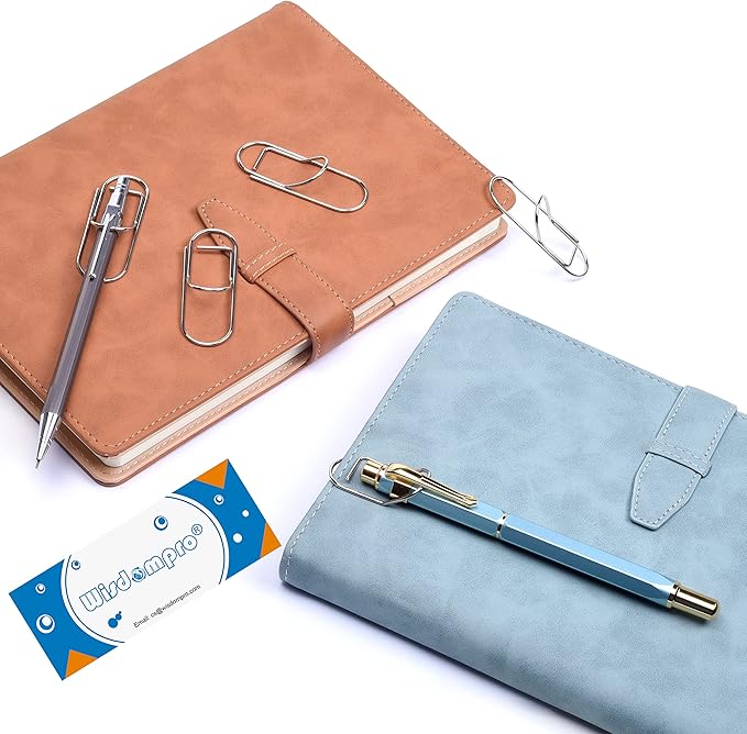 Wisdompro Pen Clip, 12 Pack Stainless Steel Pen Clip Holder for Notebook, Books, Journal, Clipboard, Paper, etc. - Fits Almost Any Pen Size (Silver)