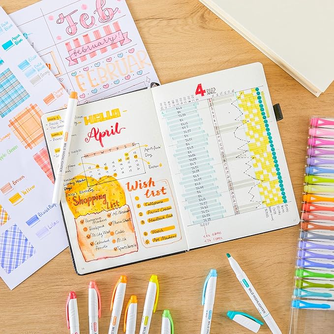 Shuttle Art Pastel Highlighters, 18 Colours Dual Tip Highlighters, Highlighter Markers Assorted Colours, Perfect for Colouring, Underlining, Highlighting, Journaling in School Office Home