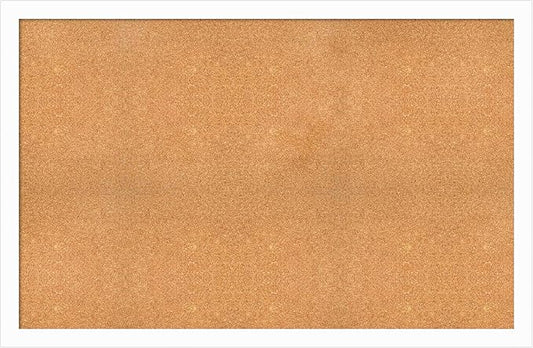 Amanti Art Natural Cork Board for Wall, 37x57 Vision Board with White Frame, Oversize Corkboard Office Decor for Home Organization, Casual Corkboard Pinboard to Display Items for Home Organization in