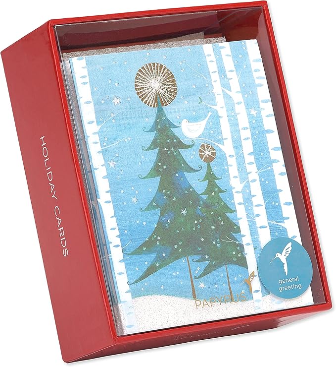 Papyrus Petite Christmas Cards Boxed with Envelopes, Peace and Happiness, Snowbird (20-Count)