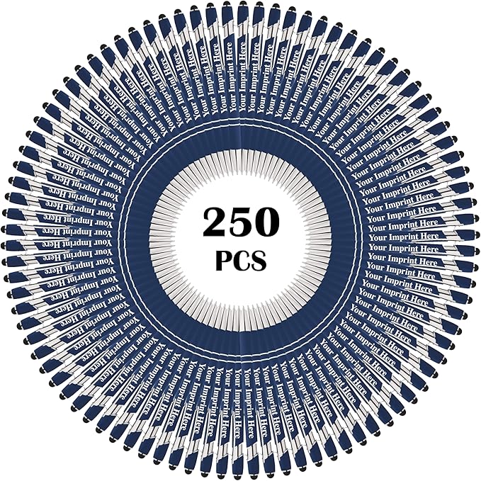 Up to 500 Pcs Custom Pens Bulk | Rainbow of Colors | Soft-Touch Metal Black Ink Personalized with Name or Message (Dark Blue, 250)